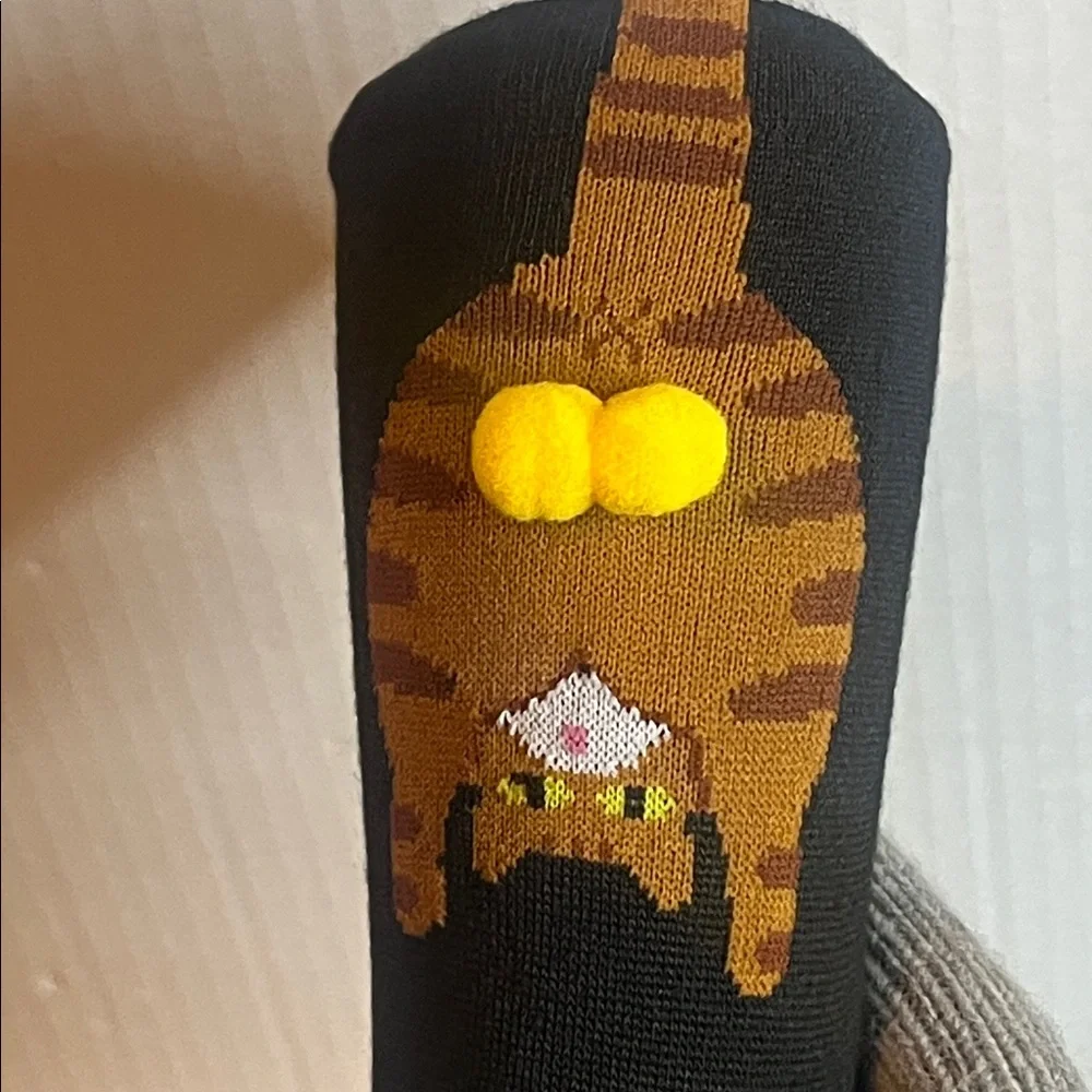 Cat Design Black Socks